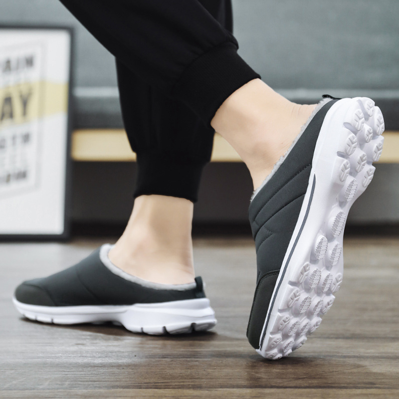 Férfiak téli pamut papucsok — felső rész tarpaulin, Slip-On zárás, Leisure stílus