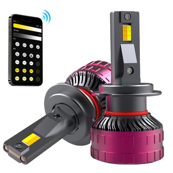 Far LED auto cu tuburi din cupru duale, putere mare, control APP, fascicul înalt/jos integrat, aliaj de aluminiu, 120W 12V 13000LM IP68