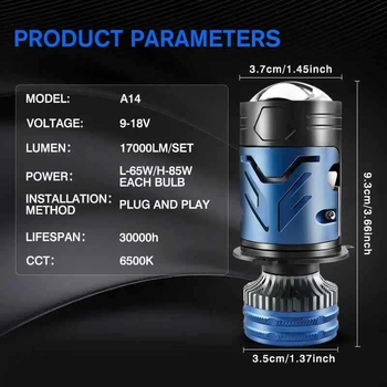 H4 LED prednja svjetlost s malom lećom, integrirani daleko i blizu snop, 85W, 12V, IP68, 8500 lm, laserska leća, univerzalno za motocikle
