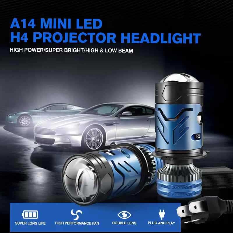 H4 LED prednja svjetlost s malom lećom, integrirani daleko i blizu snop, 85W, 12V, IP68, 8500 lm, laserska leća, univerzalno za motocikle