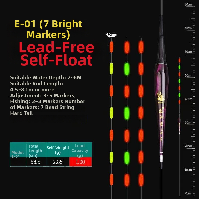 Plută Anchor pentru drifting vertical, fără plumb, auto-susținută, iluminare electronică, material compozit