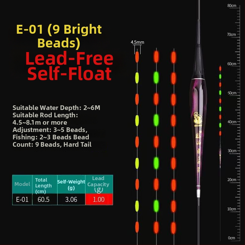 Plută Anchor pentru drifting vertical, fără plumb, auto-susținută, iluminare electronică, material compozit