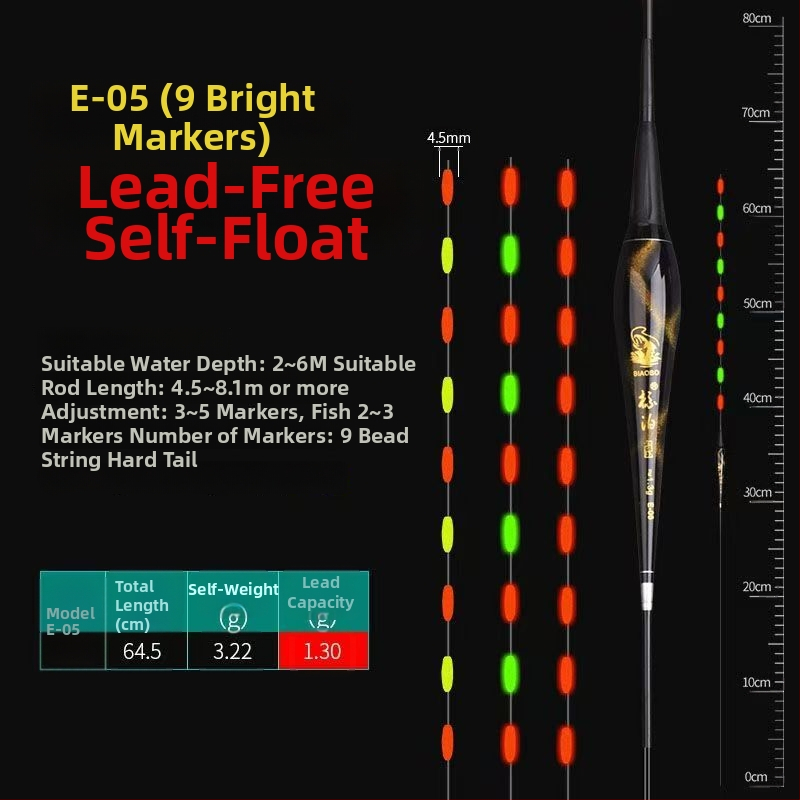 Plută Anchor pentru drifting vertical, fără plumb, auto-susținută, iluminare electronică, material compozit