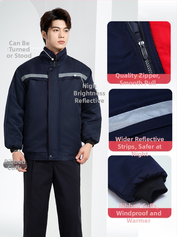 Мъжко зимно памучно подплатено яке, кардиган стил, външен плат полиестер 100%, подплата полиестер 100%, защита от студ, за фабрични условия
