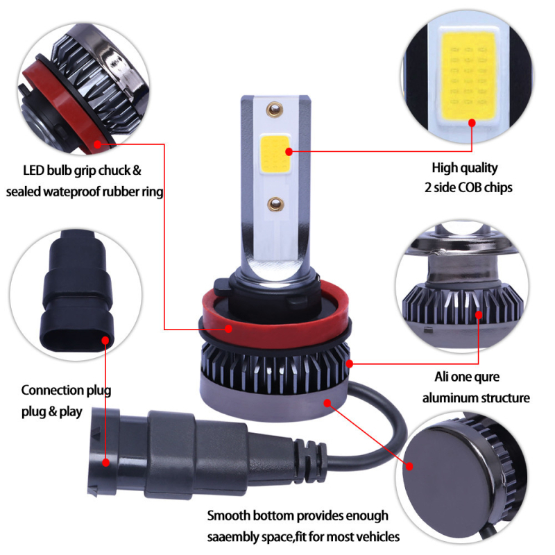 Tcyato Auto LED farovi 20W, 12V, aluminijsko kućište, 30000 h vijek trajanja