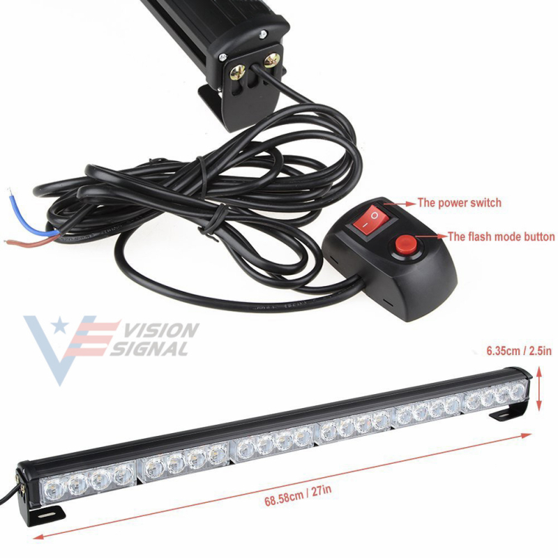 Bară de avertizare LED, 24 LED, 24W, 12V, model 823-6, carcasă din PVC și aluminiu