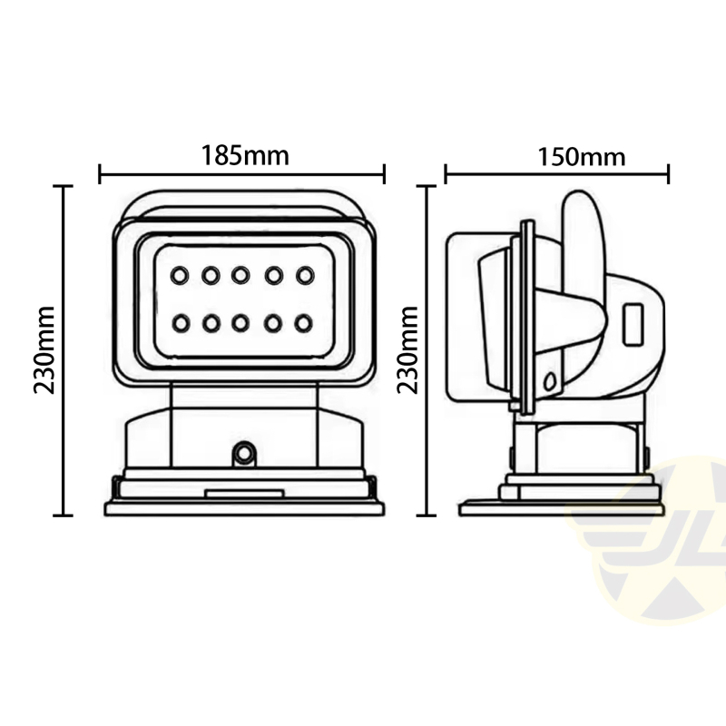 LED diaľkovo ovlájaný osvetľovač pre vozidlá, 100W, 12/24V, model JL-2009B, LED zdroj, životnosť >30 000 hodín