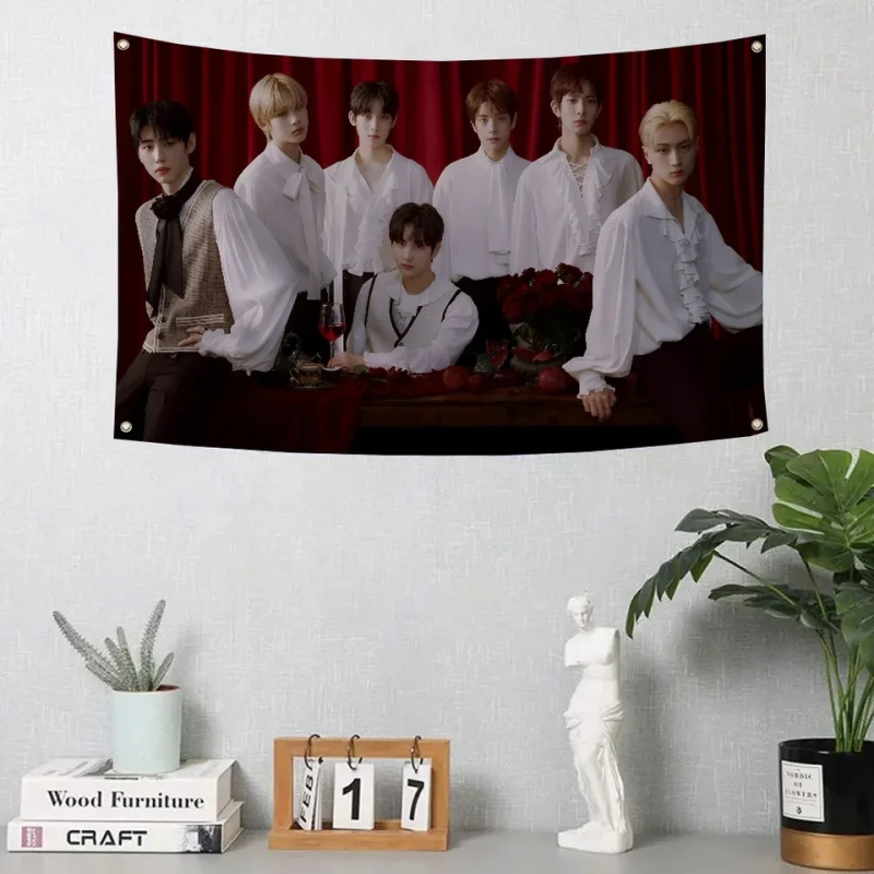 ENHYPEN-téma tamni idol grupa tapiserija za dnevni boravak; materijal: Tencel (Lyocell); Peach Skin glavni materijal; sadržaj glavnog materijala 81-90%; digitalna toplinska prijenos tisak; oblik: pravokutnik
