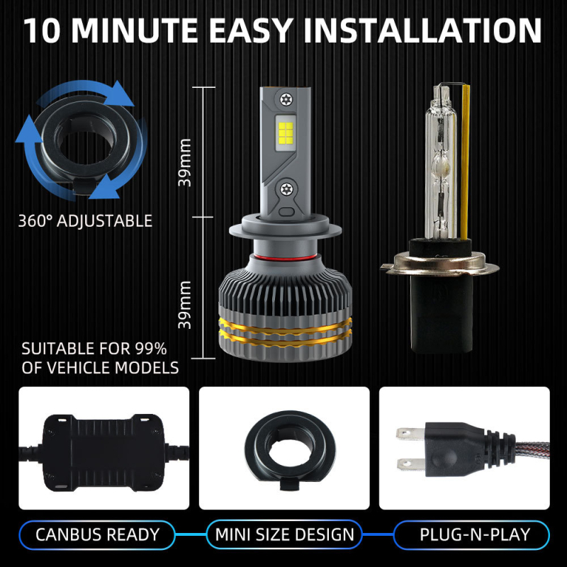 Auto LED prednja svjetla, 150W, 45000LM, 13.2V, IP68, univerzalna kompatibilnost s H1/H3/H4/H7