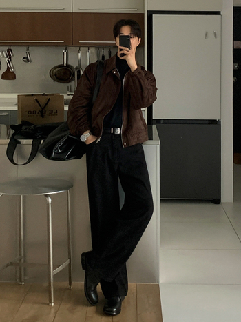 Muška zimna jakna, koreanskog stila, ovratnik Lapel, prednji zip, slobodan kroj, 90% poliester + 10% spandeks