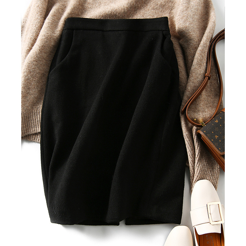 Fustă creion cu model tartan din lână, talie înaltă, lungime medie, croială dreaptă (50-70% lână; 30-50% fibre sintetice)