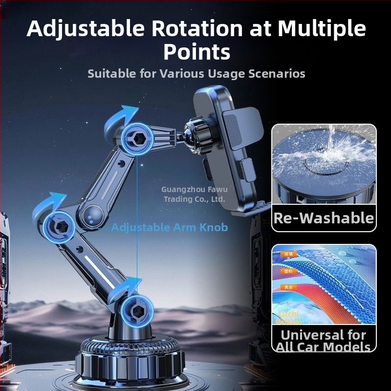 Držiak na mobil do auta s 5W nabíjaním, proti otrasom, lepiace upevnenie, vhodný pre slnečnú clonu, palubnú dosku a predné sklo