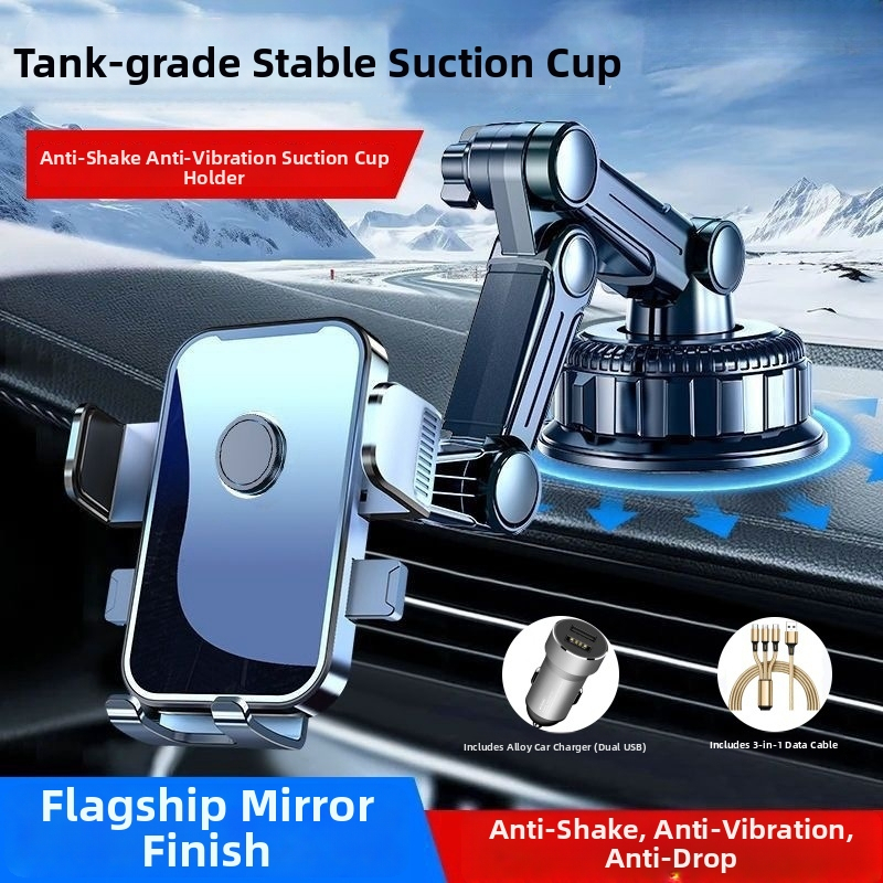 Držiak na mobil do auta s 5W nabíjaním, proti otrasom, lepiace upevnenie, vhodný pre slnečnú clonu, palubnú dosku a predné sklo