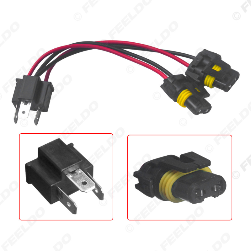 FEELDO Kabel adaptera za svjetla H4–9006, dvostruka glava, univerzalno, plastični