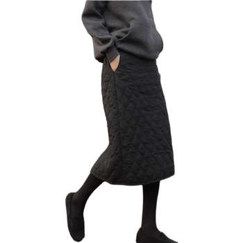 Пола в корейски стил, ежедневна, квилтирана, висока талия, подплатена