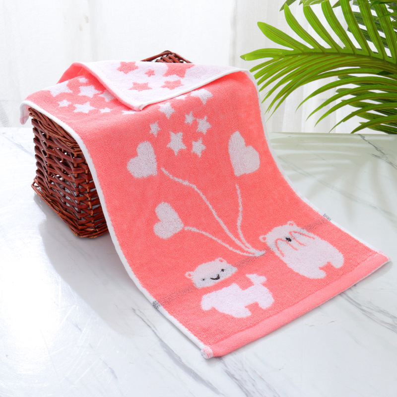 Dječji ručnik za lice s preslatkim uzorkom medvjedića, Jacquard tkanje, poliester-pamuk smjesa, 14 vlakana, iznimno lagan ispod 50 g, ručnik za lice i ruke