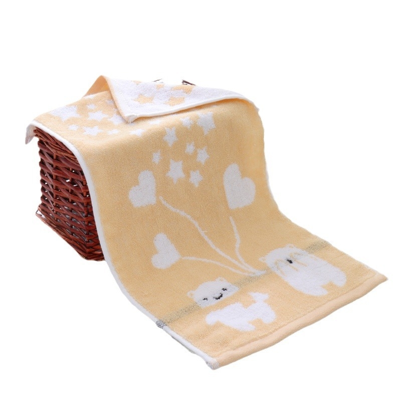 Dječji ručnik za lice s preslatkim uzorkom medvjedića, Jacquard tkanje, poliester-pamuk smjesa, 14 vlakana, iznimno lagan ispod 50 g, ručnik za lice i ruke