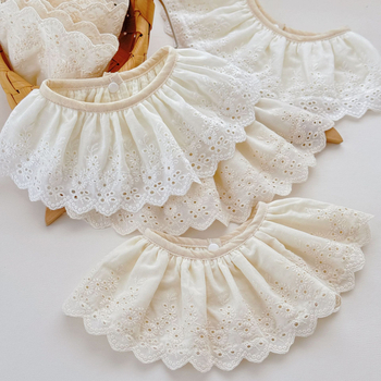 Csecsemő nyálkendő csipkével, koreai stílus, 360°-os forma, pamut