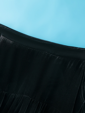 Fustă midi cu talie înaltă din mătase Mulberry, velur de mătase, model solid, conținut de mătase 95%+, stil socialite