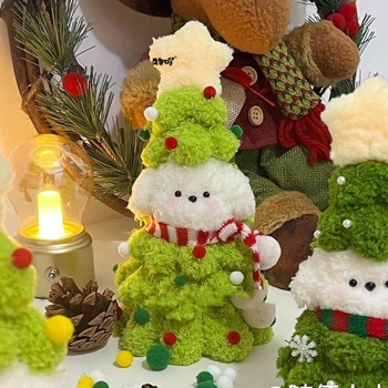 DIY plišani psić set za božićnu dekoraciju — mrežasti paket, punilo od spužve, koral velur pliš, za uzrast 15–35 godina