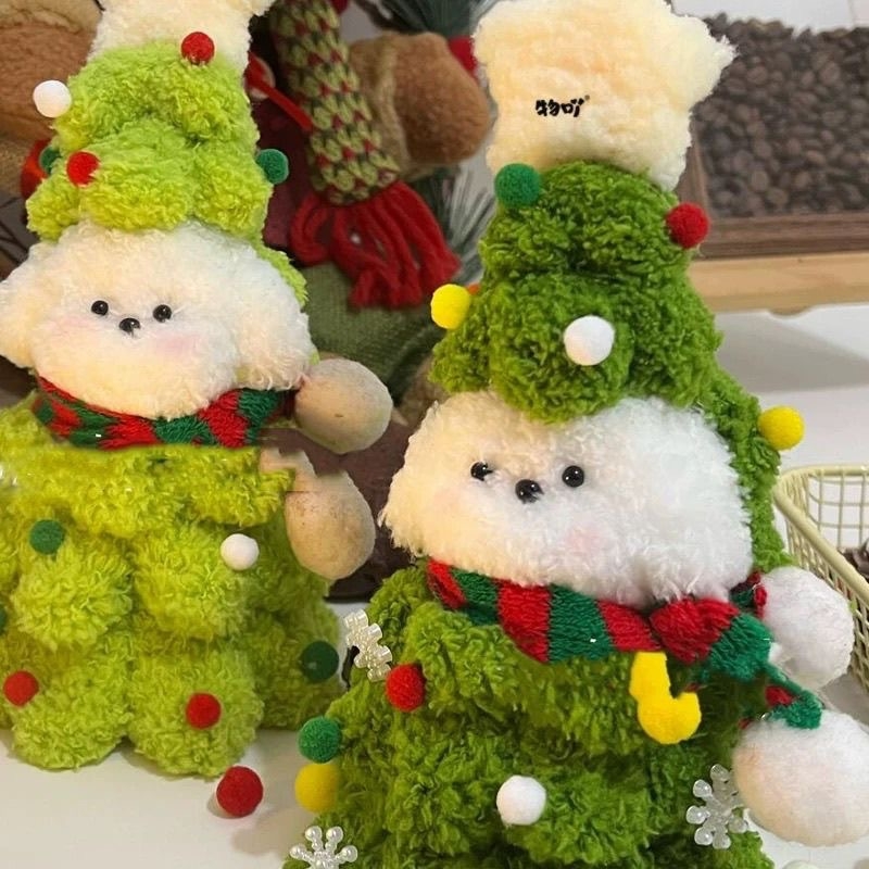 DIY plišani psić set za božićnu dekoraciju — mrežasti paket, punilo od spužve, koral velur pliš, za uzrast 15–35 godina