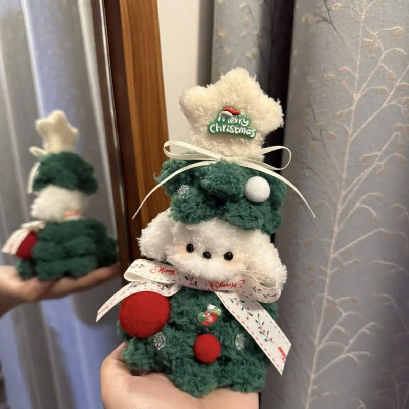 DIY plišani psić set za božićnu dekoraciju — mrežasti paket, punilo od spužve, koral velur pliš, za uzrast 15–35 godina