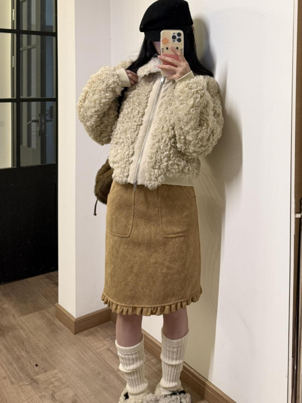 Suknja (vuna pleteni materijal; srednja duljina; retro književni stil; mikroelastičnost; složena izrada)