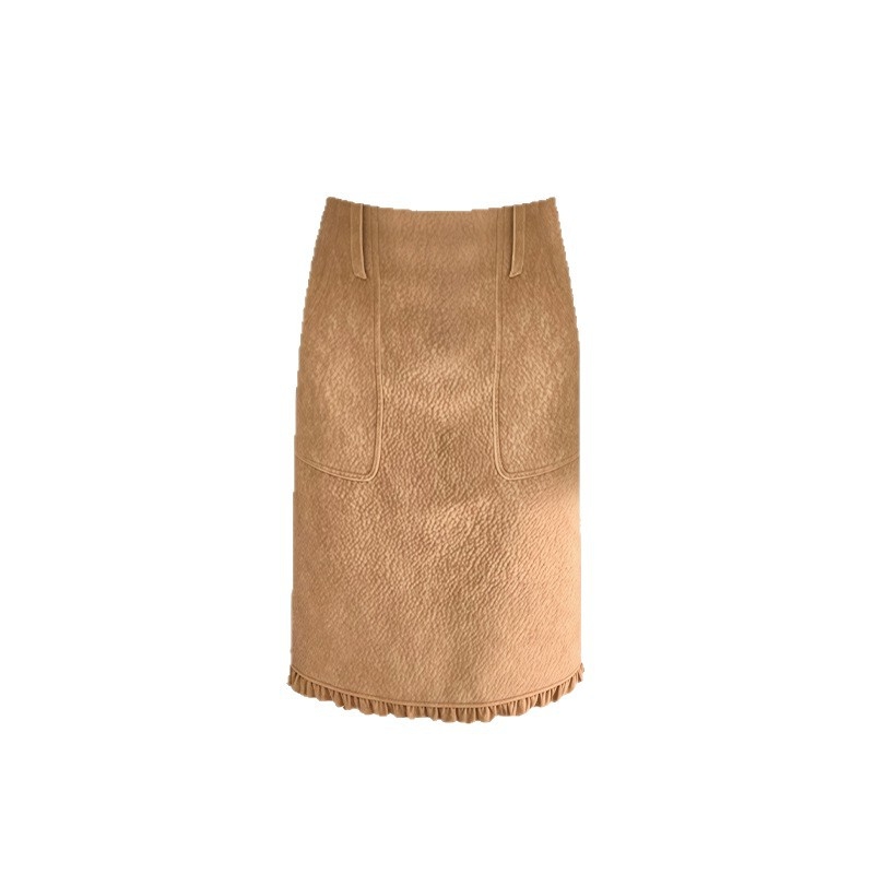 Suknja (vuna pleteni materijal; srednja duljina; retro književni stil; mikroelastičnost; složena izrada)