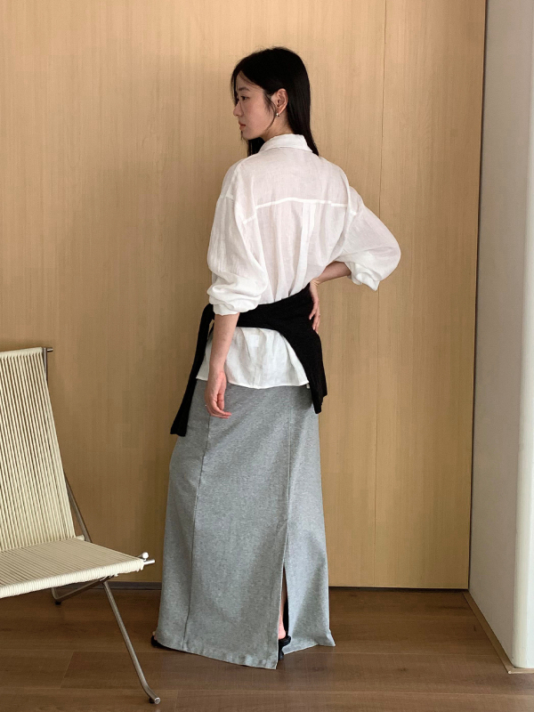 Pamukova duga ravna suknja s pojasom, visokim strukom, japansko-korejski casual stil