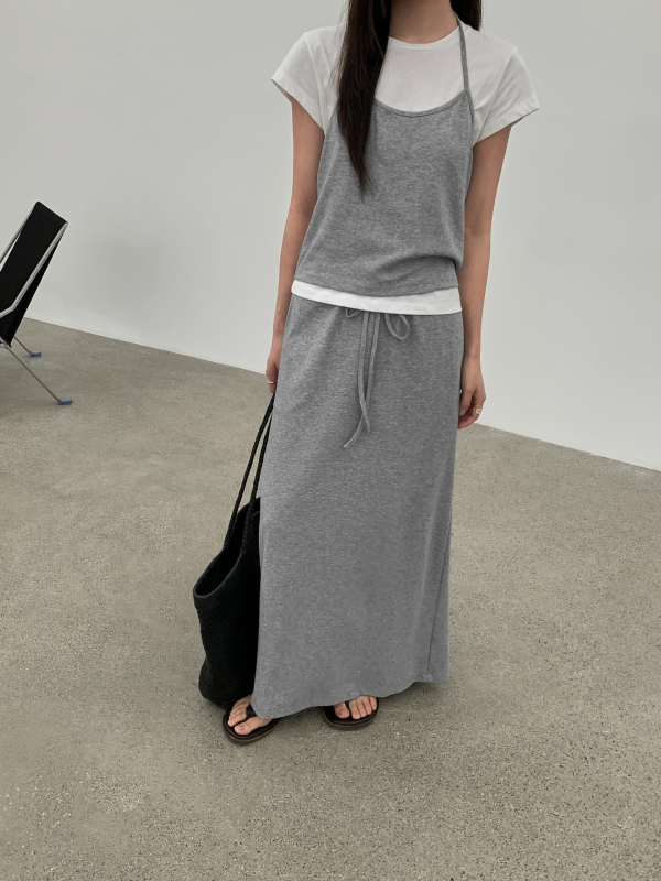Pamukova duga ravna suknja s pojasom, visokim strukom, japansko-korejski casual stil