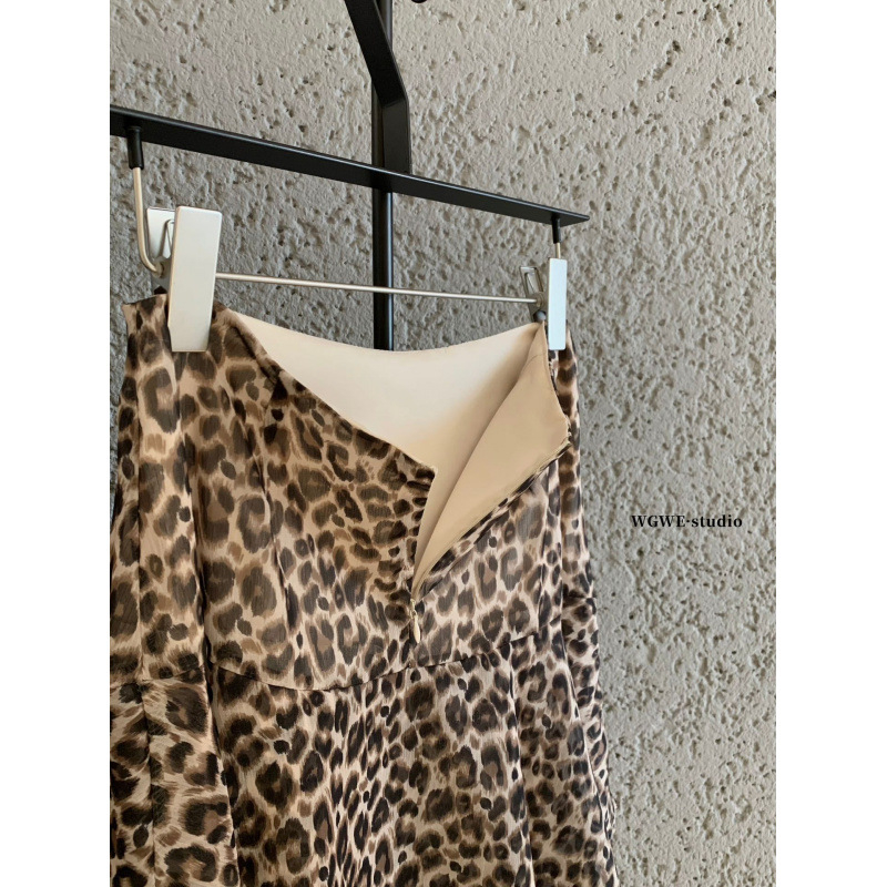 Suknja sirena s leopardim printsom, gradski elegantan stil, poliester smjesa, mikroelastičnost, jesen 2025