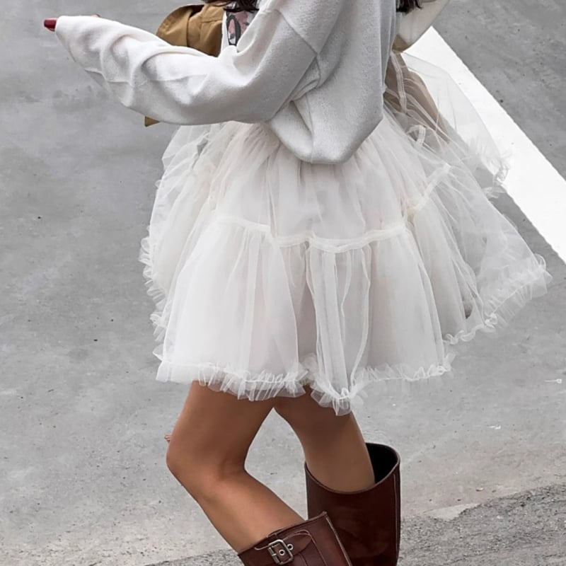 Tutu suknja od Chenille tkanine s elastanom <30%, kratka duljina, elegantan ženski stil