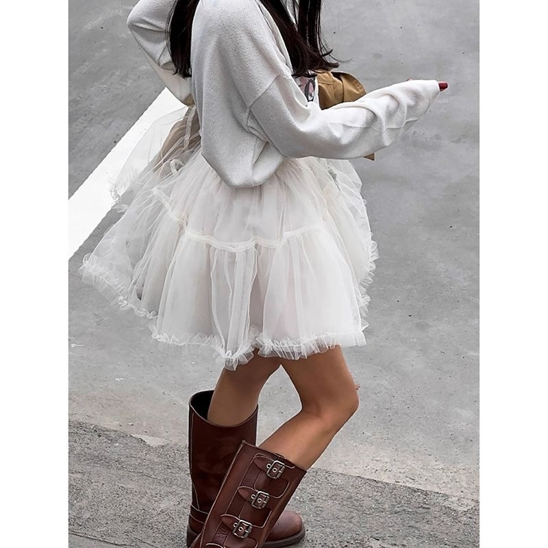 Tutu suknja od Chenille tkanine s elastanom <30%, kratka duljina, elegantan ženski stil
