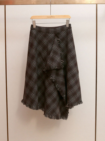 Dugačka karirana A-linijska suknja, poliester 95%+, mikroelastična, elegantan uredski stil