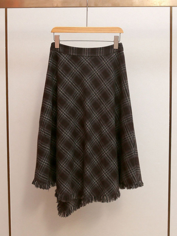 Dugačka karirana A-linijska suknja, poliester 95%+, mikroelastična, elegantan uredski stil