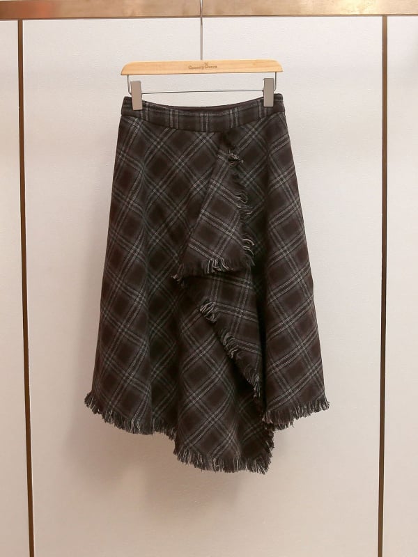 Dugačka karirana A-linijska suknja, poliester 95%+, mikroelastična, elegantan uredski stil
