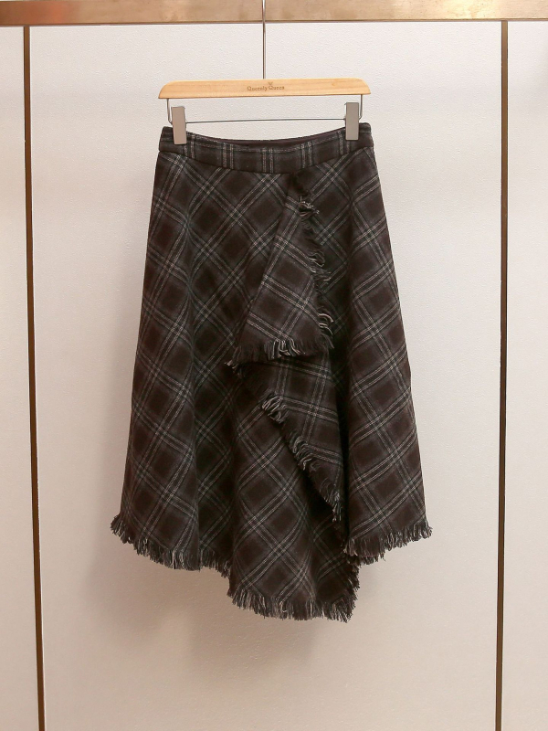 Dugačka karirana A-linijska suknja, poliester 95%+, mikroelastična, elegantan uredski stil