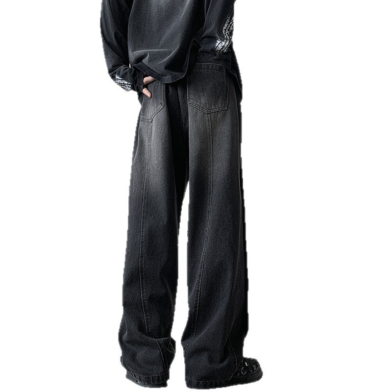 Muške traperice ravnog kroja s flis navlakom, debeli zimski denim, opušteni američki stil, casual hlače