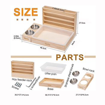 Drveni stalak za seno za mala kućna ljubimca, može se objesiti, ugrađena kutija za seno, Le Qian