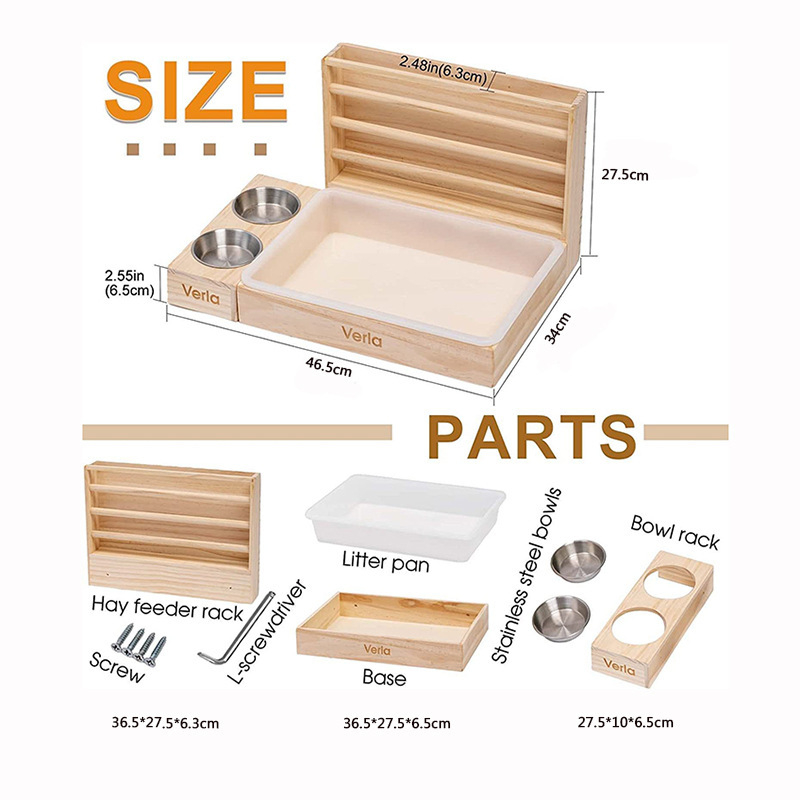 Drveni stalak za seno za mala kućna ljubimca, može se objesiti, ugrađena kutija za seno, Le Qian