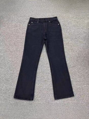 Traperice srednje visine, mikro-flaired ravni kroj, oprani završetak, pamuk denim, rajfesluz