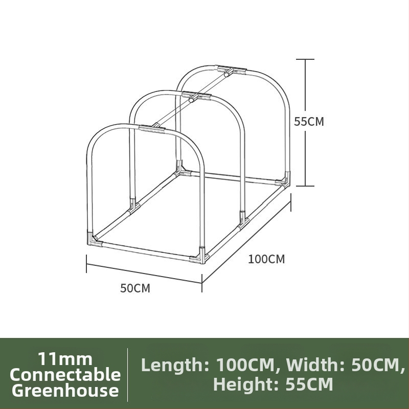 Grijani izolirani staklenik za kućnu upotrebu — plastična konstrukcija, kostur od plastično prekrivenih čeličnih cijevi, grijanje za biljke