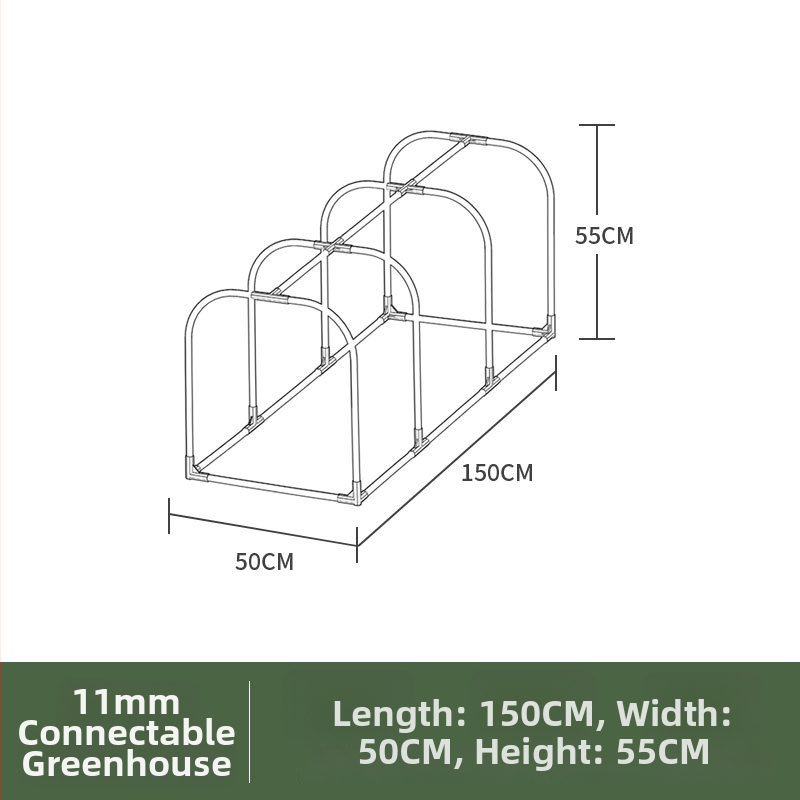 Grijani izolirani staklenik za kućnu upotrebu — plastična konstrukcija, kostur od plastično prekrivenih čeličnih cijevi, grijanje za biljke