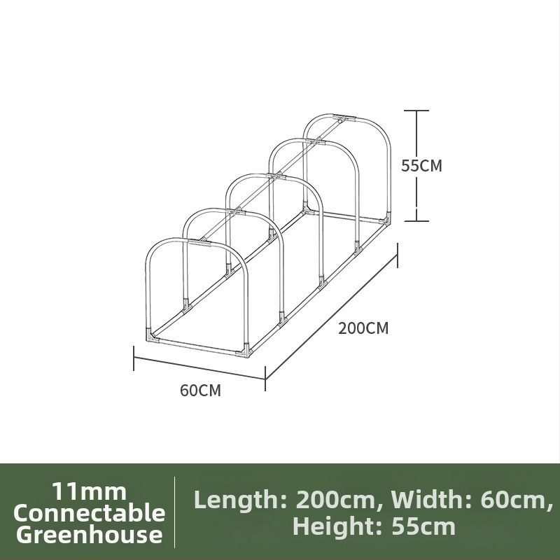 Grijani izolirani staklenik za kućnu upotrebu — plastična konstrukcija, kostur od plastično prekrivenih čeličnih cijevi, grijanje za biljke