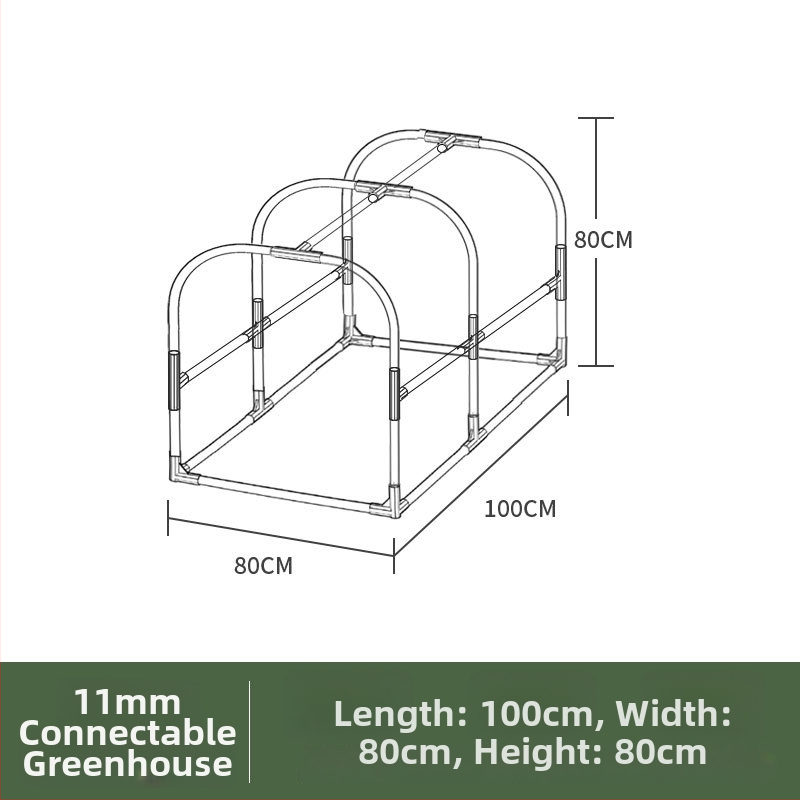 Grijani izolirani staklenik za kućnu upotrebu — plastična konstrukcija, kostur od plastično prekrivenih čeličnih cijevi, grijanje za biljke