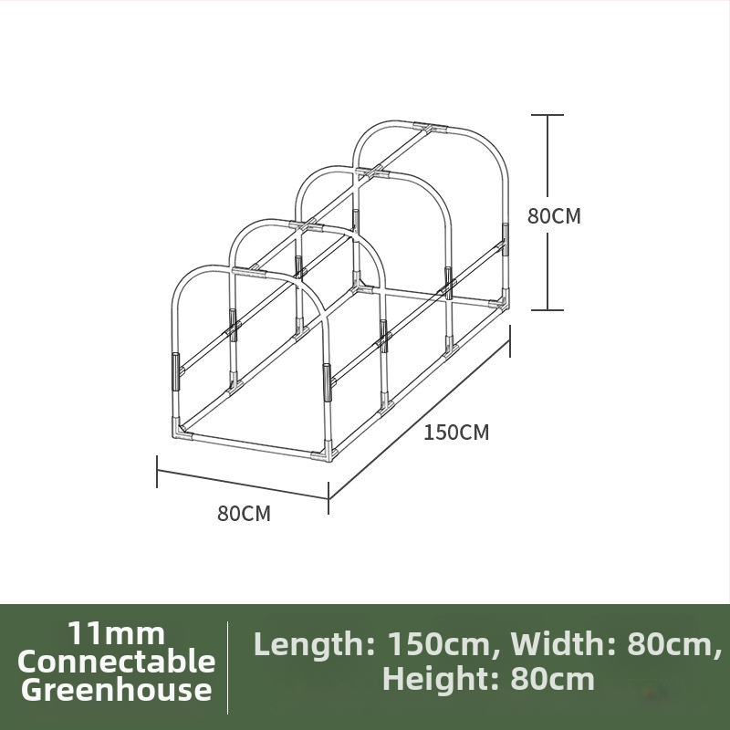 Grijani izolirani staklenik za kućnu upotrebu — plastična konstrukcija, kostur od plastično prekrivenih čeličnih cijevi, grijanje za biljke