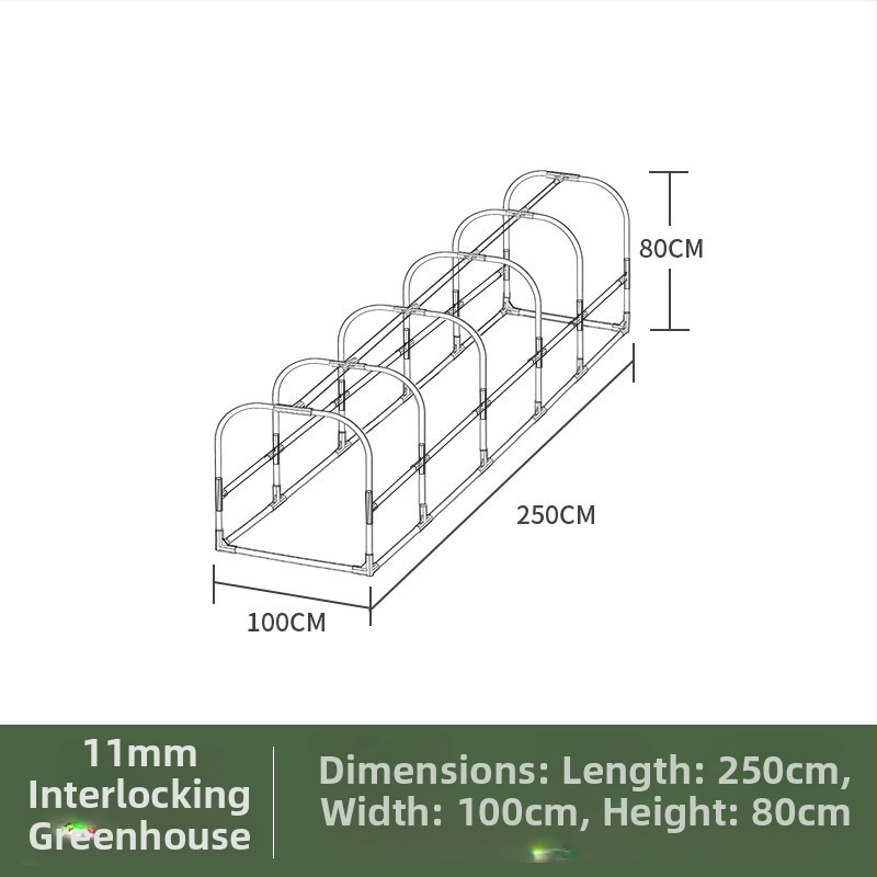 Grijani izolirani staklenik za kućnu upotrebu — plastična konstrukcija, kostur od plastično prekrivenih čeličnih cijevi, grijanje za biljke