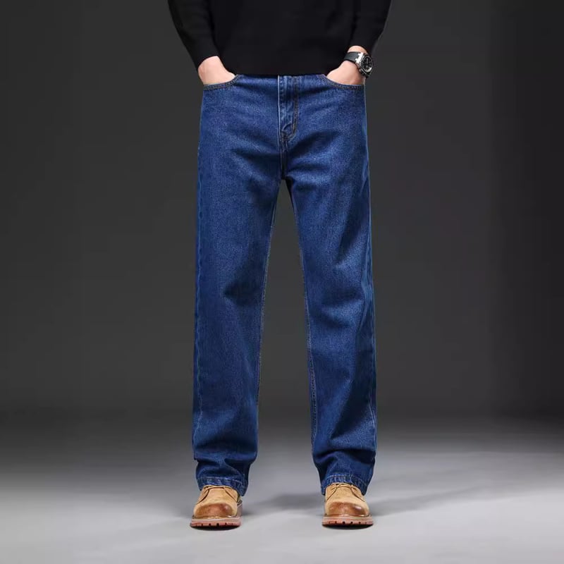Traperice s labavim krojem, široke ravne nogavice, izpran denim, 100% pamuk, zatvarač