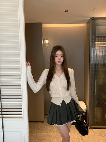 SHE U Csipke Patchwork A-vonalú rövid szoknya poliészter-spandex