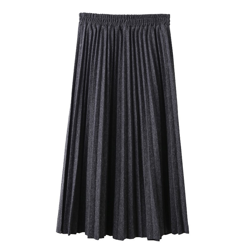 Visoko strukirana plisirana A-linijska suknja, zima 2025, srednje dužine, poliester, elegantan gradski stil